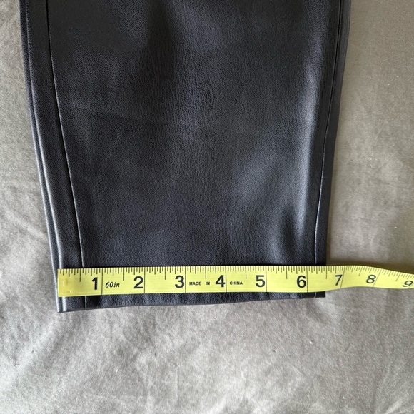 Zara Black Leather Black Pants Sz 4 Straight Leg High Mid Rise 90s Quiet Luxury - Picture 8 of 8